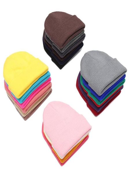

baby hat knitted crochet beanie toddler winter warm kid hat headwear boy girl thick cap candy color parent child for man wom8875227, Yellow