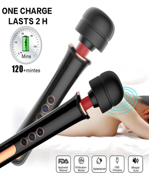 

head massager new 10 speeds wand massagers usb powerful big silicone massage stick magic vibrators for back neck legs spo7712716
