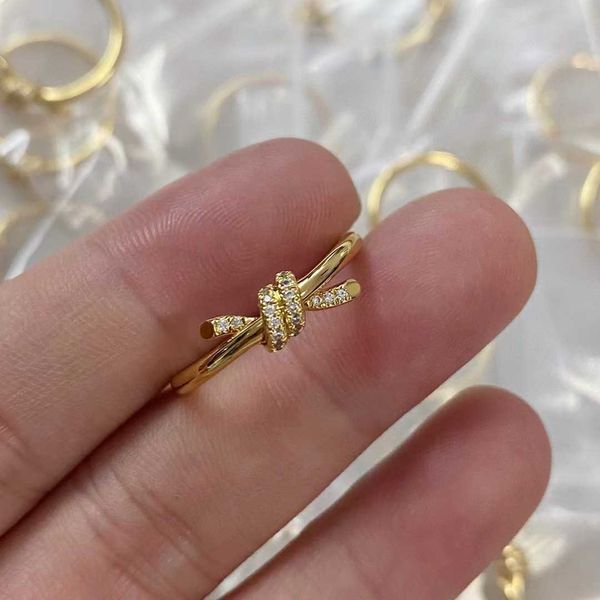 

original new v gold material gu ailing's same knot ring with diamond interwoven qixi valentine's day gift, Silver