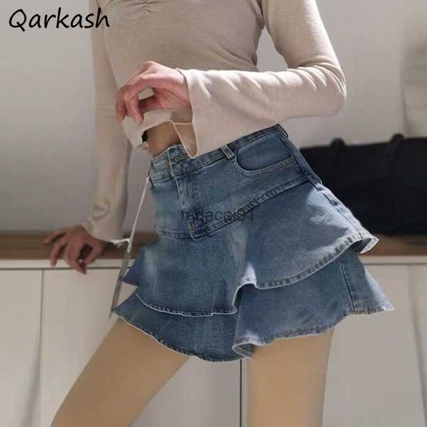 

skirts women ruffles clubwear vintage summer korean dent street bf style solid simple retro female mini casual girls new l230621, Black