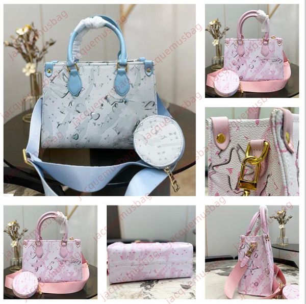 

designer onthego bag 2-pc handbag tote with coins pouch women shoulder crossbody bags monograms water drop wallet hobo purses dhgate sacoche