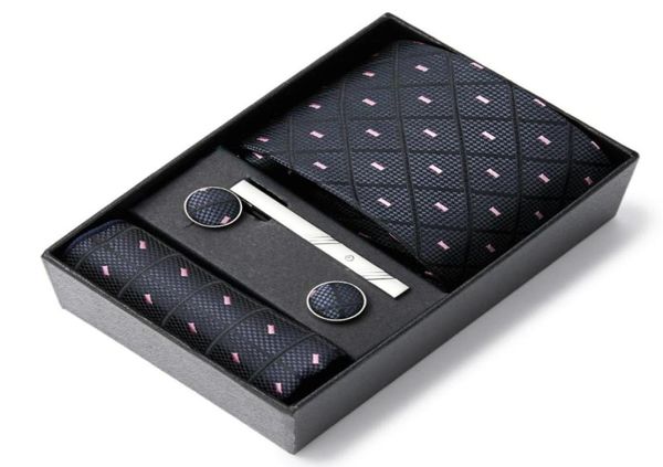 

bow ties 2021 design nice handmade 8 cm jacquard tie pocket squares set necktie box wedding accessories dot dark grey3124597, Black;gray
