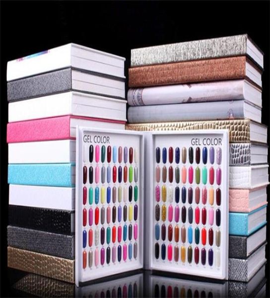 

3 set 216 colors nail gel polish display card book chart with tips nail art salon set with 226 false nail tips x1767970828, Red;gold