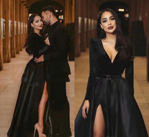 

south african black girls long sleeves prom dress saudi arabic holidays graduation wear evening party gown custom made plus size2090915