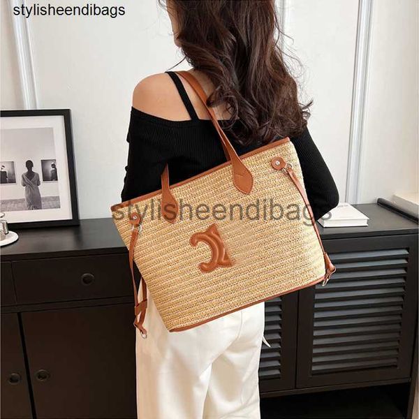 

designer bags 2023 new hand-woven bag female beach bag tide mori straw braided bag large capacity single shoulder basket bag stylisheendibag