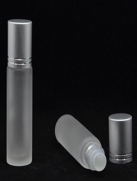 

500pcs 10ml roll on perfume bottle frosted essential oil vials with roller ball and silver cap4663747