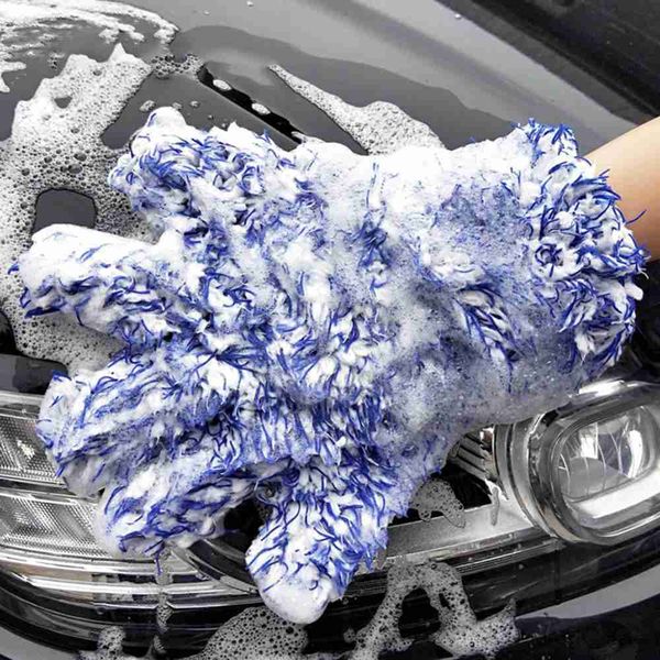 

glove car cleaning soft coral fleece water absorb finger glove washing tool r230629