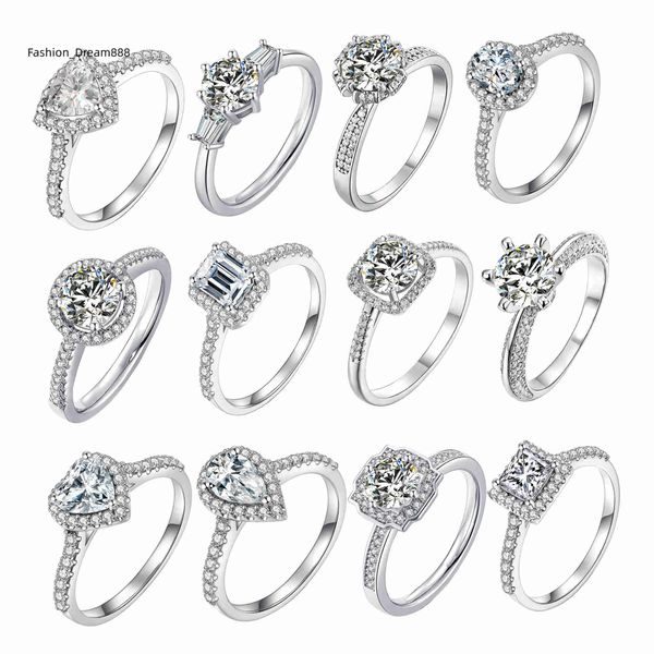 

luxury fine jewelry 925 sterling silver bridal engagement wedding womens diamond moissanite ring