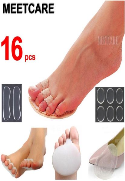 

16 pieces toes overlap hammer correction heel pad soft bunion splint corrector forefoot mat for hallux valgus tacones foot care4754550