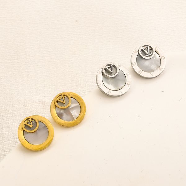 

18k gold plated brand stud earrings design for women stainless steel no fade jewelry 925 sliver summer love wedding travel earrings, Golden;silver