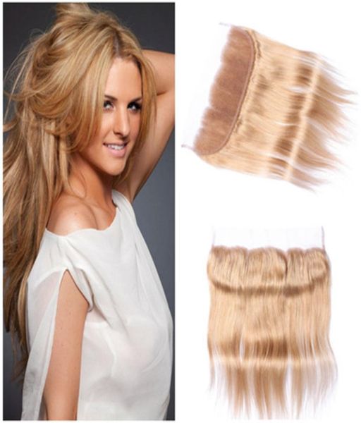 

honey blonde ear to ear 13x4 lace frontal closure with baby hair virgin brazilian straight human hair full lace frontals pure 27 7824747, Black;brown