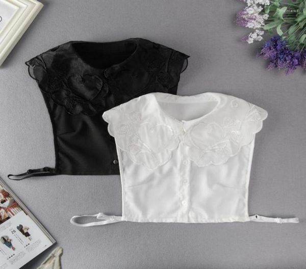 

bow ties korean laple detachable collars for women big lapel fake collar sweet half shirt blouse button white decorative accessori9401580, Black;gray