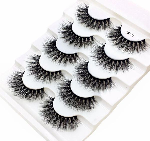 

2019 new 5 pairs 100 real mink eyelashes 3d natural false eyelashes mink lashes soft eyelash extension makeup kit cilios mix jkx72211557