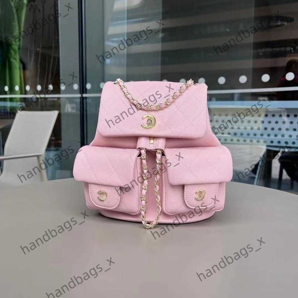 

c bag 23p genuine leather caviar three pocket backpack mini small frog schoolbag diamond lattice chain backpack g0n7