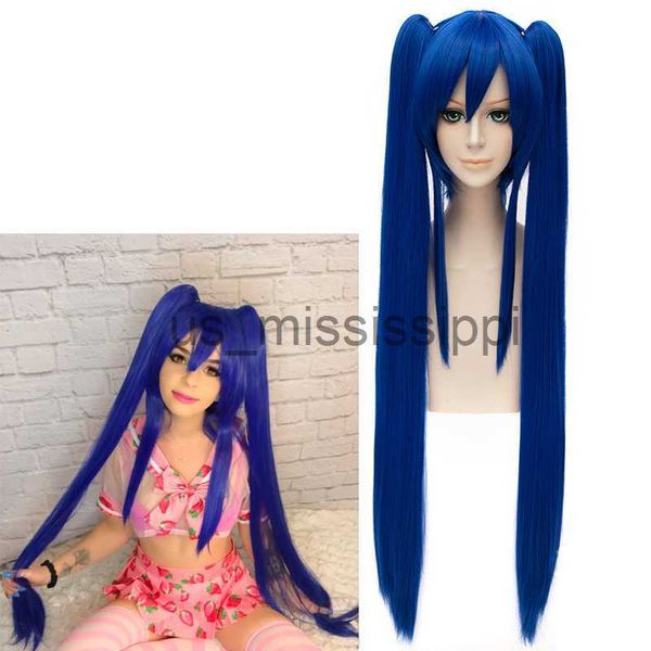 

cosplay wigs wendy marvell cosplay wig fairy tail final series tv anime blue long straight pigtails synthetic hair x0630, Black