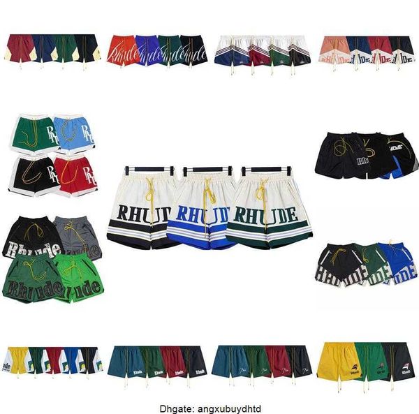 

rhude mens shorts rhudes fashion men women casual reflective skateboard hip hop beach rhude pocket zipper swim basketball short pants pantal, White;black