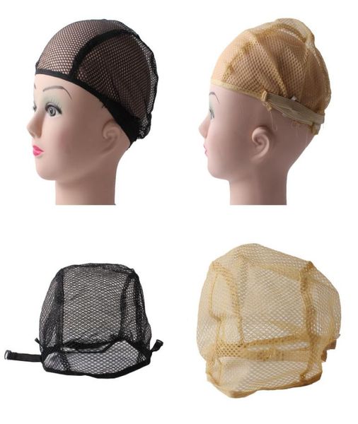 

10pcs nylon net wig cap for making wigs with adjustable stretch net strap on back wig cap for lace wigs black blonde two color1282946, Black;brown