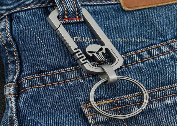 

cnc tc4 titanium skull style design key chian carabiner outdoor camping hiking fast hanging tool gadgets men buckle with patent po2972685