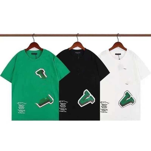 

lou vuit summer colorful towel embroidered short sleeved men's t-shirt for men and women trendy korean version couple casual top, White;black