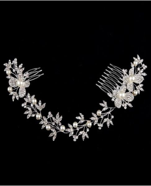 

luxurious bridal head pieces butterfly rhinestone pearl enviromental friendly alloy wedding long hair comb wedding hair accessorie3372873, Silver