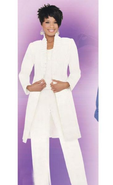 

white chiffon three sets mom fitted coat long sleeved vest vest type trousers bare feet length zipper lotus leaf 7769043, Black;coppery