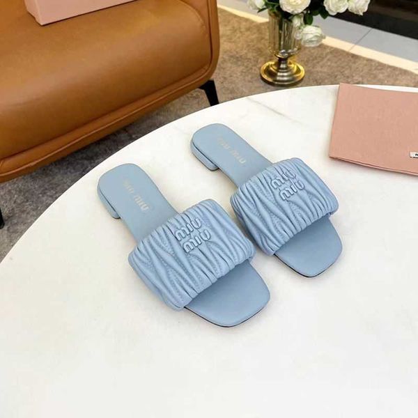 

slide mius sandals beach designer shoes high women family slippers for women's summer 2023 internet casual outerwear leather square toe