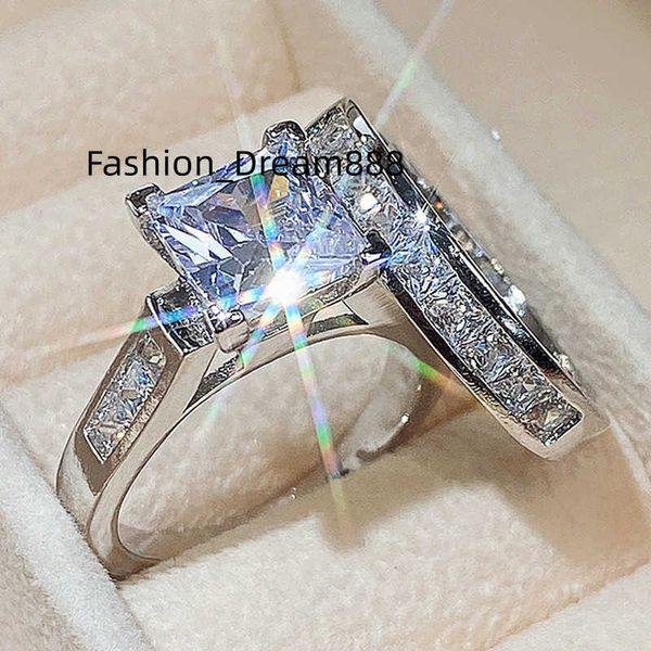 

wedding ring set for women dazzling square zirconia luxury ring, Silver