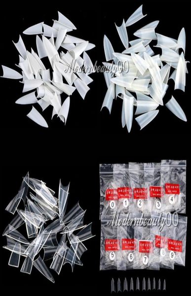 

500 pcs stilettos sharp nail art acrylic false tips white clear natural color8448775, Red;gold