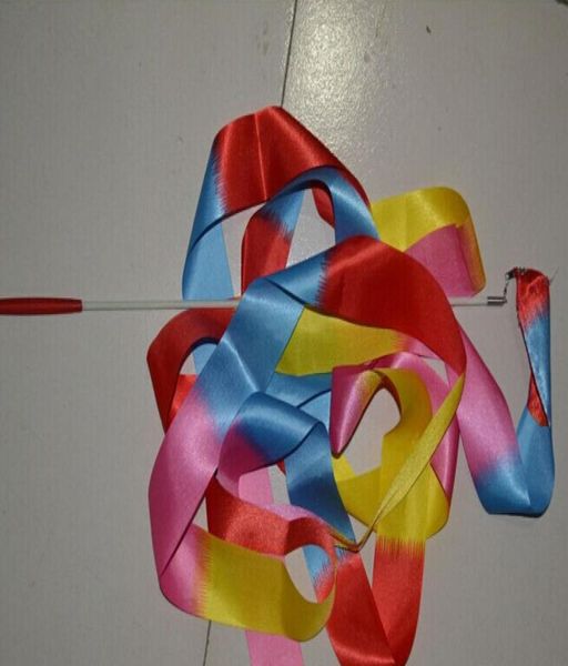 

dhl mix color 4m gym dance ribbon rhythmic art gymnastic streamer baton twirling rod2486516
