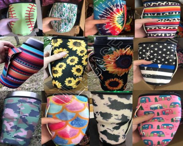 

neoprene mug insulator sleeve 30oz tumbler cup water bottle insulation covers bag cases handle pouch leopard rainbow floral d819078888100