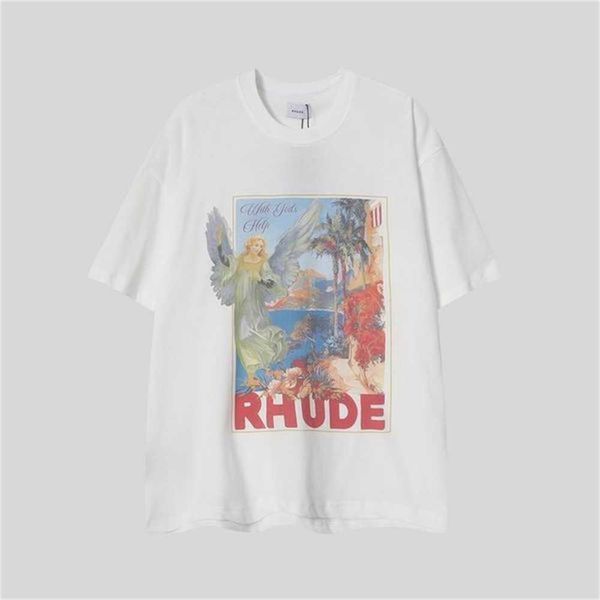 

2023 designer shirts summer mens t-shirts womens rhudes designers for men letter polos embroidery tshirts clothing short sleeved tshirt lar, White;black