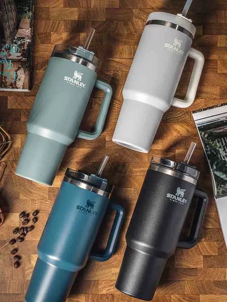 

with logo 40oz stanley mugs bulk stocks stainless steel thermos water bottles with handle lid straw insulated tumblers with logo