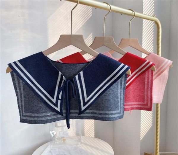 

bow ties knitting fake collars for women outside shawl female knitted false collar sweater blouse scarf detachable6081648, Black;gray