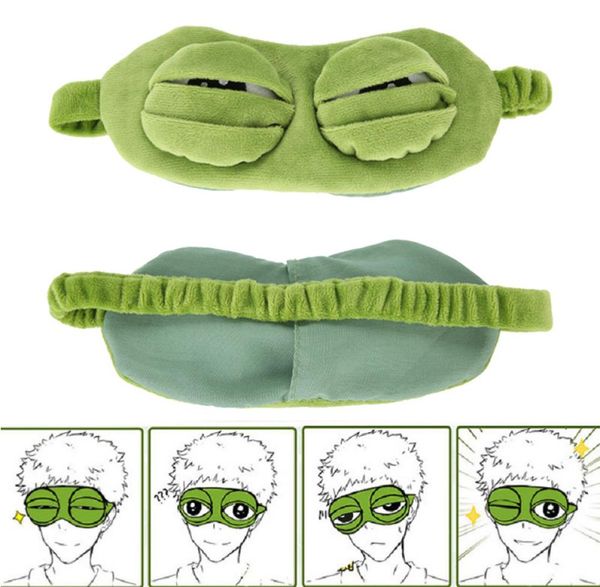 

2019 new green frog cartoon cute eyes cover the sad 3d eye mask cover sleeping rest sleep anime funny gift sleeping eyemask y15021047730