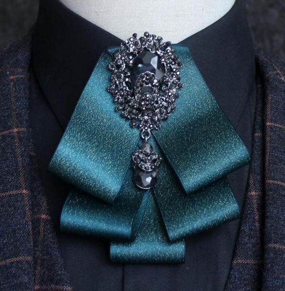 

bow ties british men women business wedding party necktie shirt layer tie cravat elastic band ribbon alloy crystal rhinestone bowt3198051, Black;gray