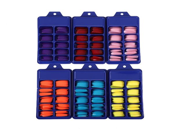 

100pcsset press on false nails extra long stiletto pointed uv gel glue on fake fingersnails7331526, Red;gold