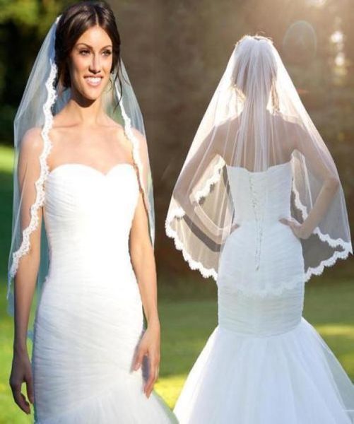 

1 layer white ivory elbow length lace edge bride wedding bridal veil comb elegant lace wedding the bride wedding veil comb 4393524, Black