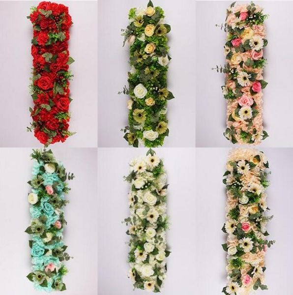 

25100 cm elegant artificial flower rows wedding centerpieces road cited flower table runner decoration supplies 6583156
