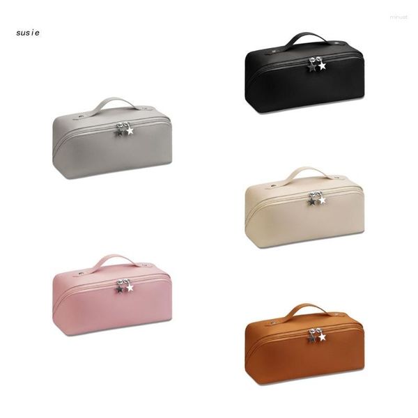 

cosmetic bags large capacity travel bag pu leather makeup with handle for women