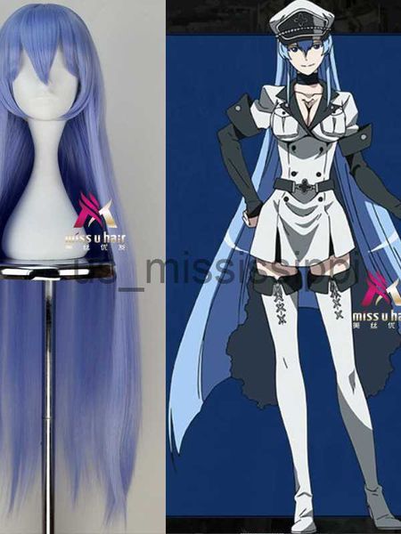 

cosplay wigs akame ga kill esdeath long straight cosplay wigs heat resistant synthetic fake hair blue anime partywig cap x0630, Black