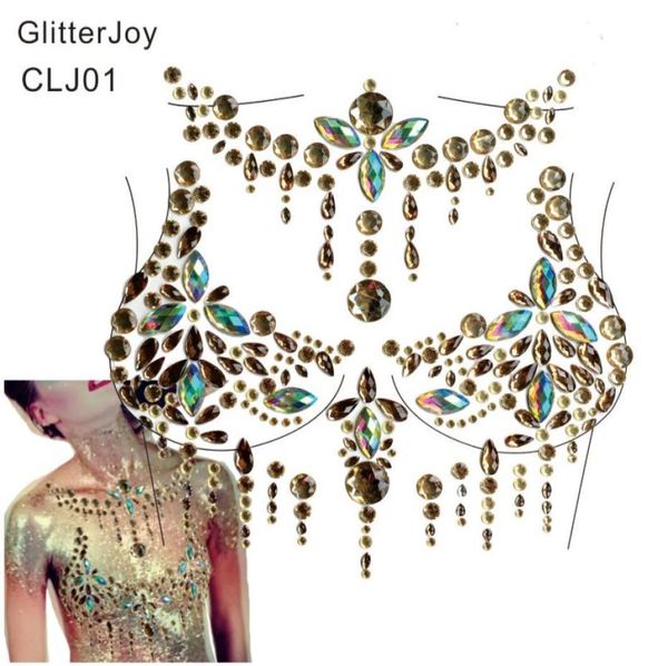 

clj01 1pc big unique chest bling rhinestone gem cluster self adhesive stick on jewels fiesta or carnival body decor5346184