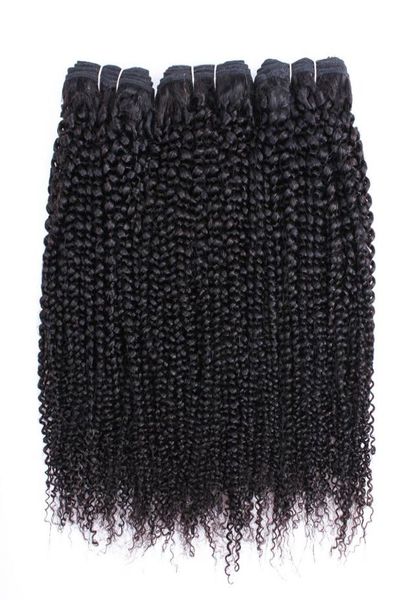 

natural color 3 bundles afro kinky curly remy indian human hair weaving 1026 inch no shedding weft3367039, Black