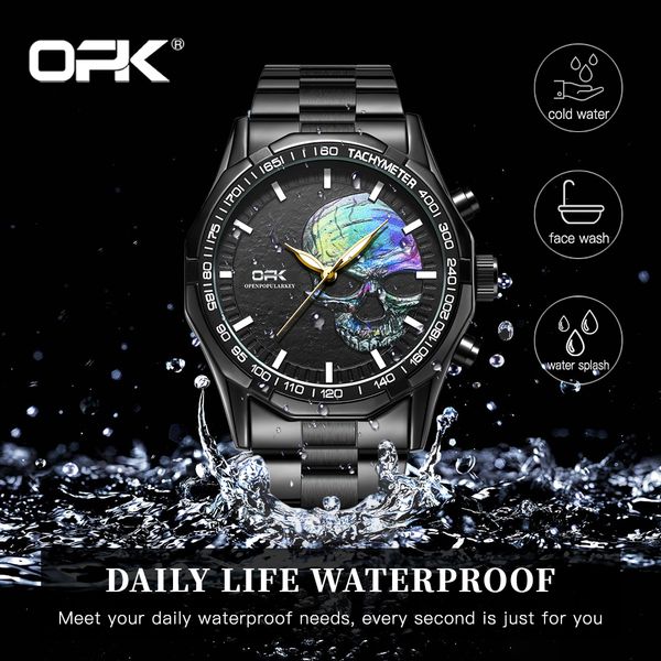 

glow skeleton relief quartz watch men's watch, Slivery;black
