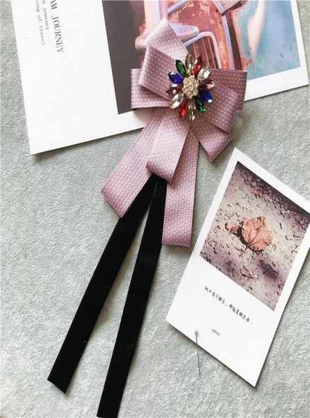 

bow ties men women wedding banquet party shirt neck polka dot ribbon tie cravat british groom bling color rhinestone crystal bowti3439588, Black;gray