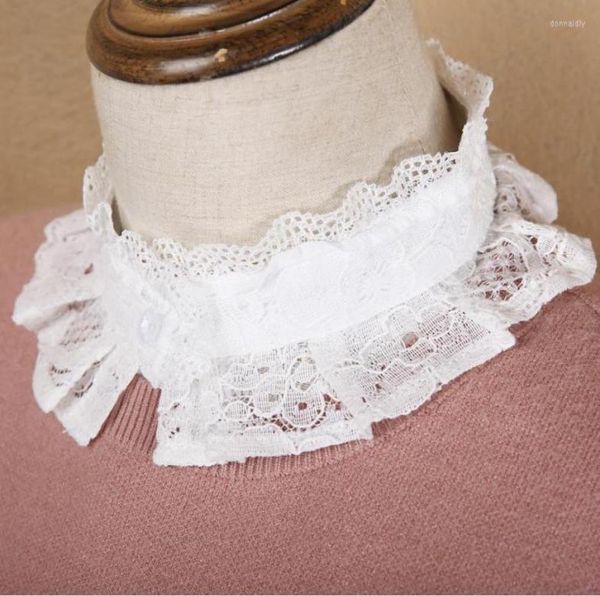 

bow ties linbaiway ladies shirt detachable collars for womens plus size lace stand fake white girls blouse decorative6905713, Black;gray