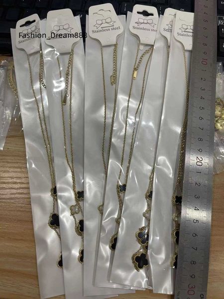 

18k gold stainless steel designer pendant necklaces for women fashion sweet 5 flower luxury shell classic necklace jewelry valentinds day gi, Silver