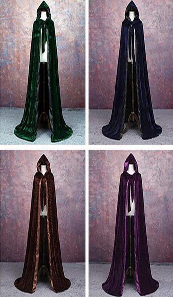 

witch long halloween cloaks hood and capes halloween costumes for women men cosplay costumes velvet cosplay clothing6477370, White