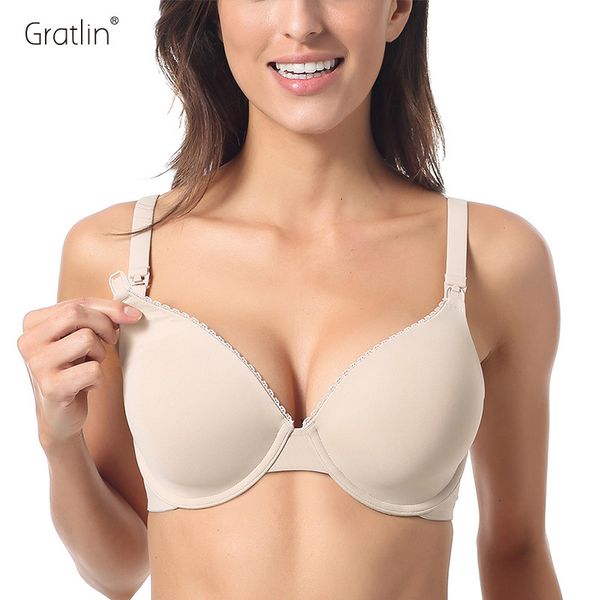 

maternity intimates gratlin underwire nursing bras support full coverage womens lightly padded breastfeeding bra prevent sagging 230628, White