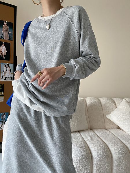 

two piece dress casual loose sweater dress suit fashion ladies 2023 spring and autumn style 230629, White