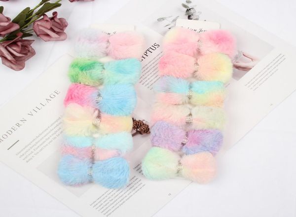 

2020 new kids barrettes autumn winter imitation rabbit hair hairpin 35 inch tiedye fur bow hairclips diy girls hair accessories 2173437, Slivery;white